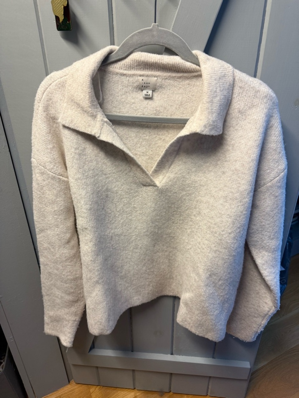 a new day Cream V-Neck Polo Collar Sweater
